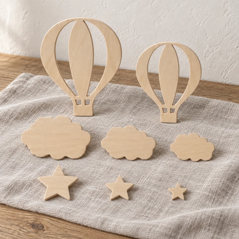 13-Piece Wooden Hot Air Balloo - Art And Craft For Nursery 评论和价格